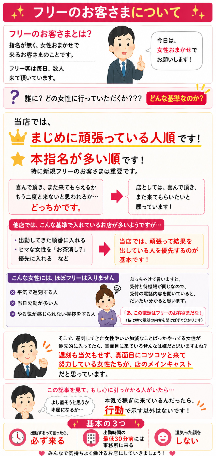 フリーのお客さま