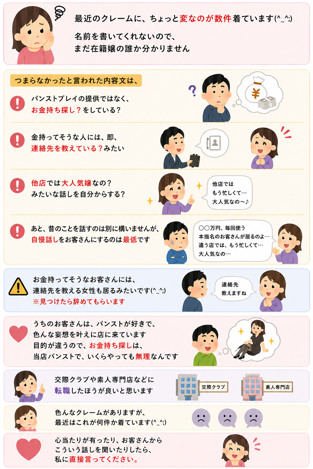 最近のクレーム
